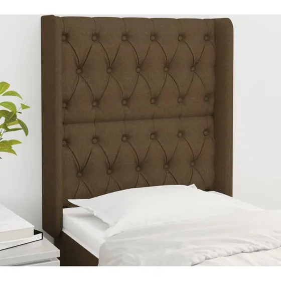 vidaXL Sengegavl med kanter 83x16x118/128 cm mørkebrun