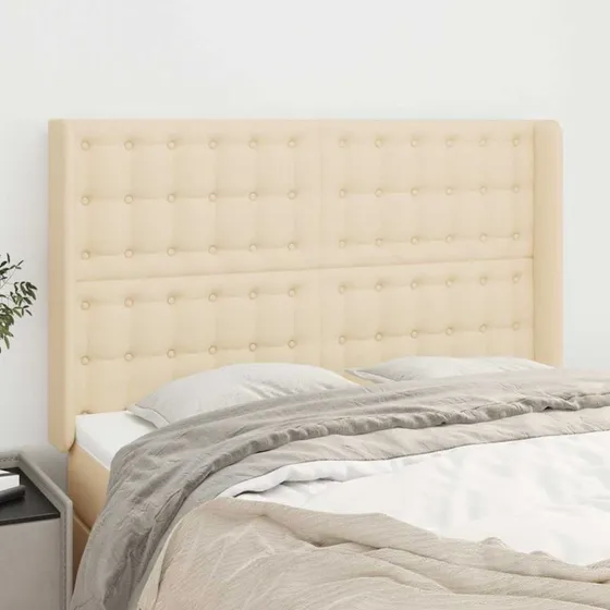 vidaXL sengegavl med kanter 147x16x118/128 cm creme