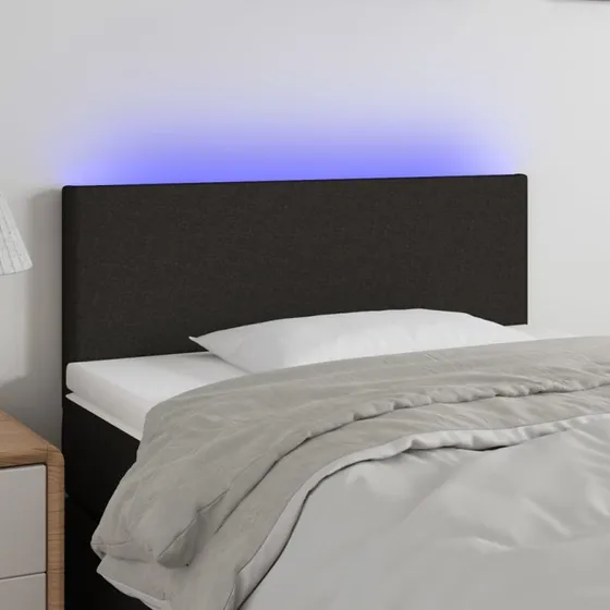 vidaXL sengegavl med LED-lys 80x5x78/88 cm stof sort