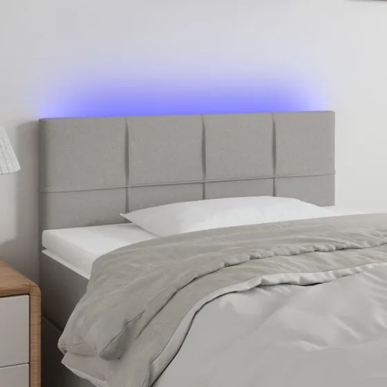 vidaXL sengegavl med LED-lys 80x5x78/88 cm lysegrå