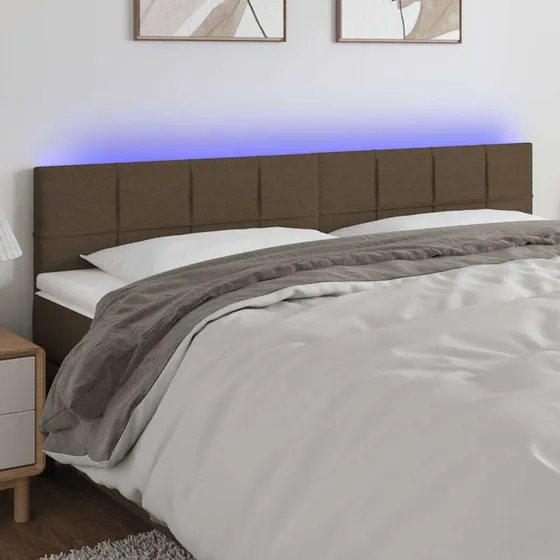 vidaXL sengegavl m. LED 160x5x78/88 cm stof gråbrun