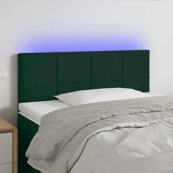 vidaXL sengegavl med LED 80x5x78/88 cm velour mørkegrøn