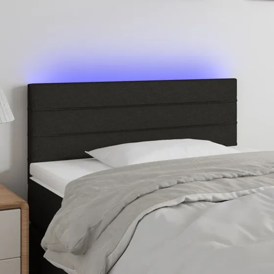 vidaXL sengegavl med LED-lys 80x5x78/88 cm stof sort