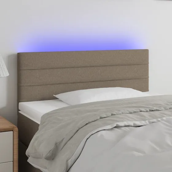 vidaXL sengegavl med LED 100x5x78/88 cm stof gråbrun
