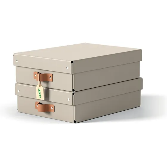 Leitz Puro arkivboks M lav 2 stk, gråbeige