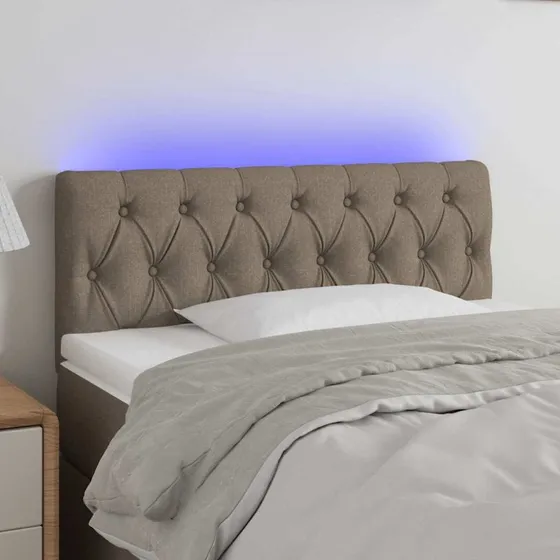 vidaXL sengegavl m. LED 100x7x78/88 cm stof gråbrun