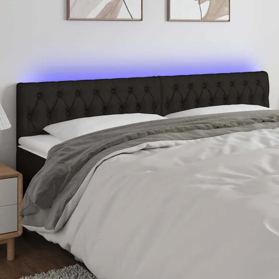 vidaXL Sengegavl med LED 180x7x78/88 cm stof sort