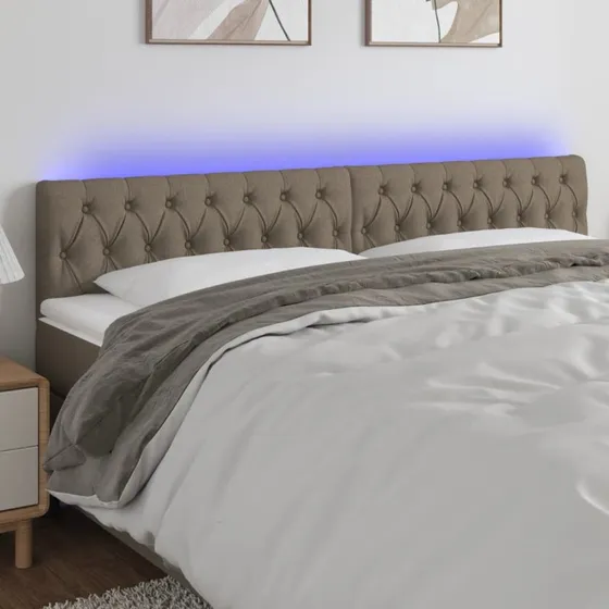 vidaXL Sengegavl med LED 200x7x78/88 cm stof gråbrun