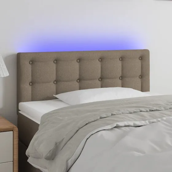 vidaXL sengegavl med LED 90x5x78/88 cm stof gråbrun