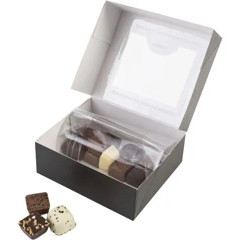 2153 Sort chokoladeæske m/rude 145x125x50 mm (200 stk)