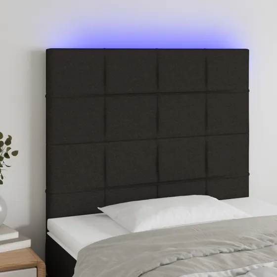 vidaXL sengegavl med LED-lys 80x5x118/128 cm stof sort