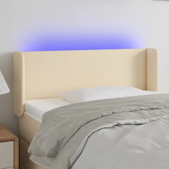 vidaXL sengegavl med LED-lys 83x16x78/88 cm creme