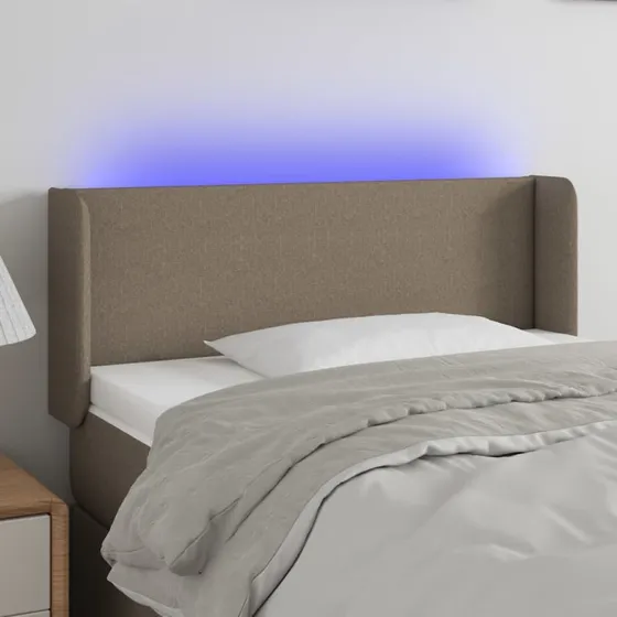 vidaXL sengegavl med LED-lys 93x16x78/88 cm stof gråbrun