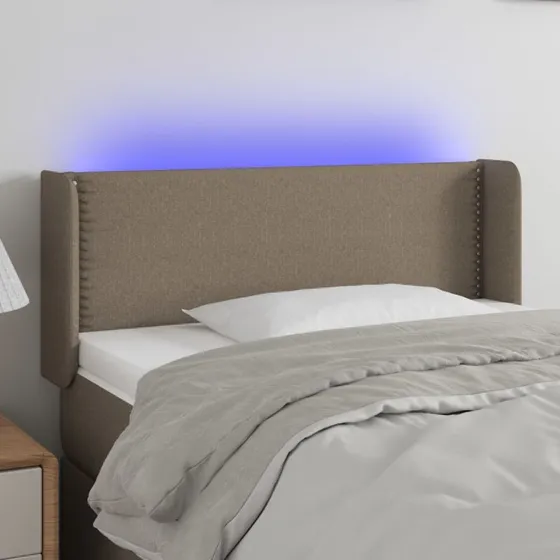 vidaXL sengegavl med LED-lys 93x16x78/88 cm stof gråbrun