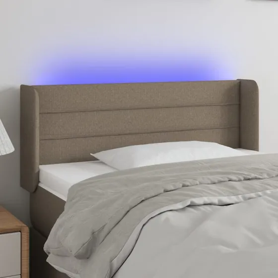 vidaXL sengegavl med LED, stof gråbrun 83x16x78/88 cm