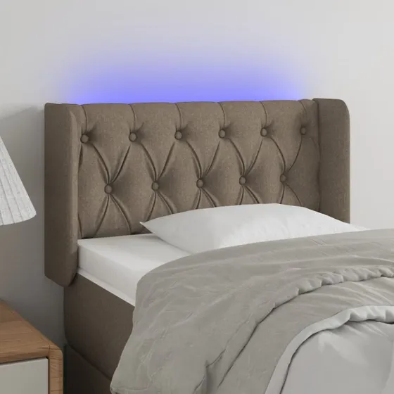 vidaXL sengegavl med LED-lys 83x16x78/88 cm stof gråbrun