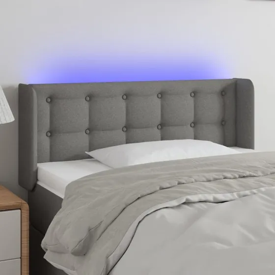 vidaXL Sengegavl med LED-lys 103x16x78/88 cm mørkegrå