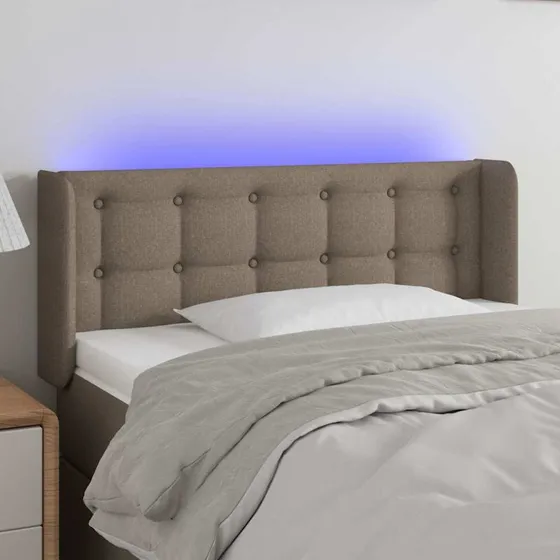 vidaXL sengegavl med LED 103x16x78/88 cm stof gråbrun