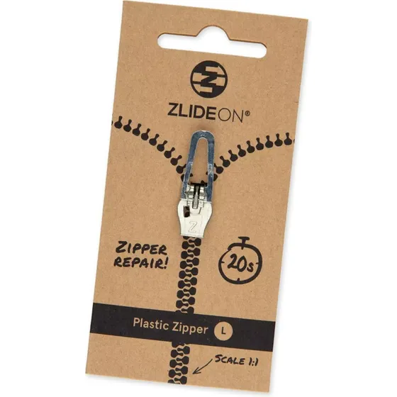 ZlideOn til plastik lynlåse str. L, sølv