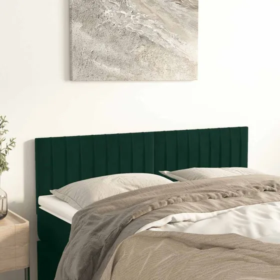 vidaXL sengegavle 2 stk. 72x5x78/88 cm fløjl mørkegrøn