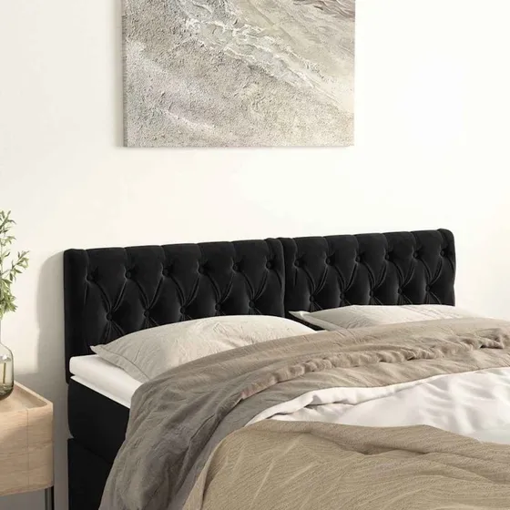 vidaXL sengegavle 2 stk. 80x7x78/88 cm fløjl sort