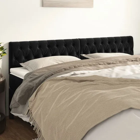 vidaXL Sengegavle 2 stk. 90x7x78/88 cm fløjl, sort