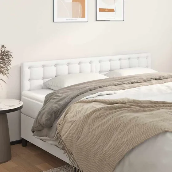 vidaXL Sengegavle 2 stk. 100x5x78/88 cm kunstlæder hvid