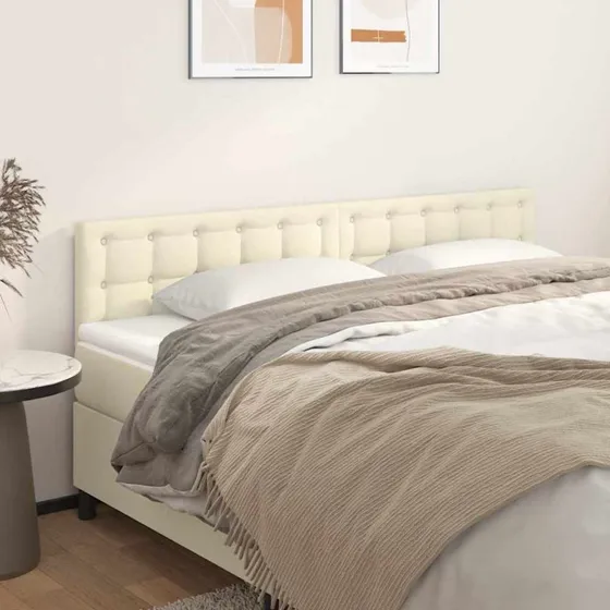 vidaXL sengegavle 2 stk. 100x5x78/88 cm kunstlæder, creme
