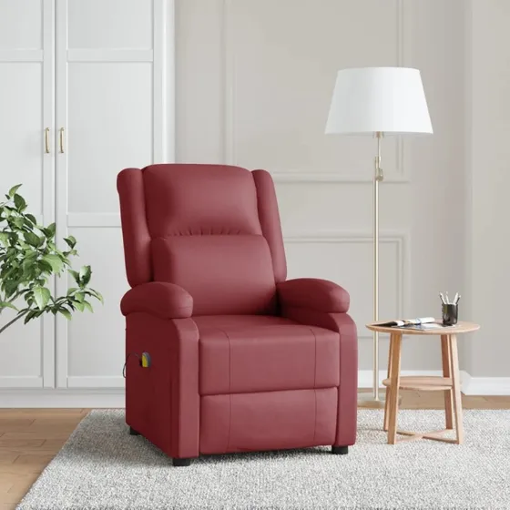 vidaXL massagestol i kunstlæder, vinrød