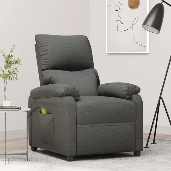 vidaXL massagestol stof mørkegrå med vibration