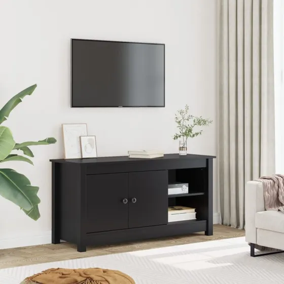 vidaXL TV-bord 103x36,5x52 cm massivt fyrretræ sort