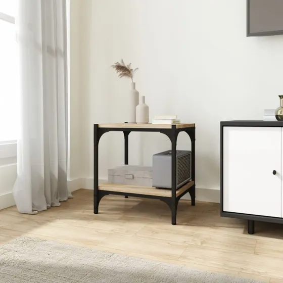 vidaXL tv-bord 40x33x41 cm konstrueret træ og stål Sonoma-eg