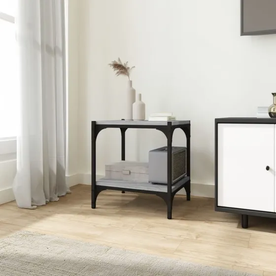 vidaXL tv-bord 40x33x41 cm konstrueret træ/stål, grå Sonoma-eg