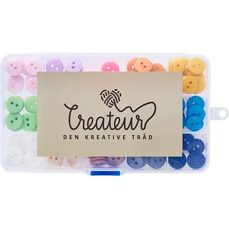 Createur knapper, æske 15 mm – støvede farver