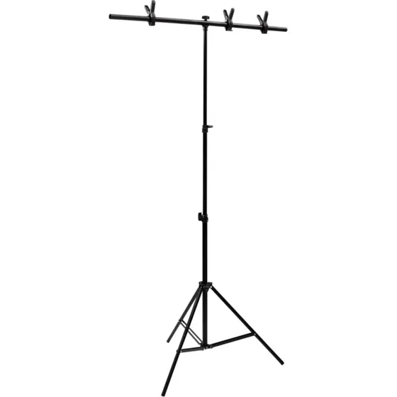 vidaXL T-formet baggrundsstativ 91x60x(70-200) cm, sort