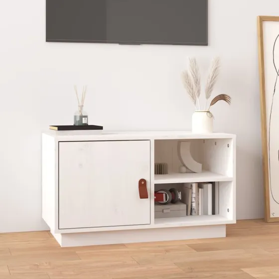 vidaXL TV-bord 70x34x40 cm massivt fyrretræ hvid
