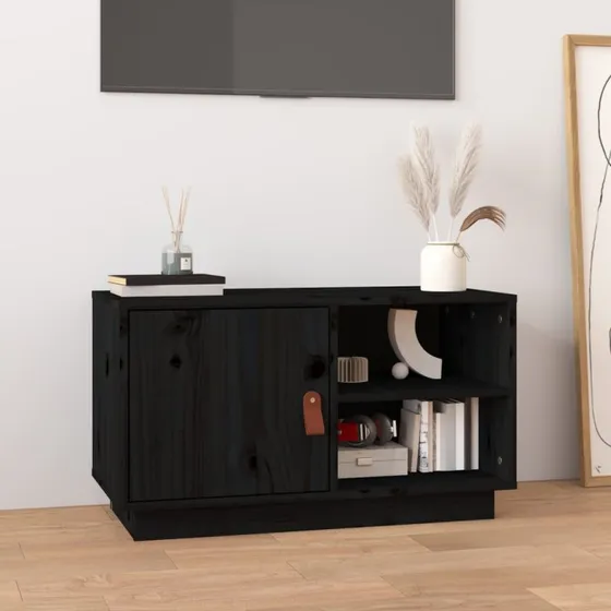 vidaXL TV-bord 70x34x40 cm massivt fyrretræ, sort