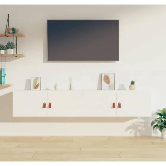 vidaXL vægskabe 2 stk. 80x30x30 cm massivt fyrretræ hvid