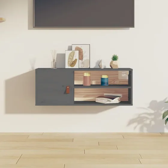 vidaXL vægskab 80x30x30 cm massivt fyrretræ, grå