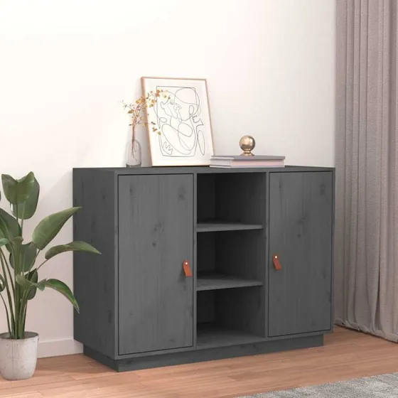 vidaXL skænk 100x40x75 cm i massivt fyrretræ, grå