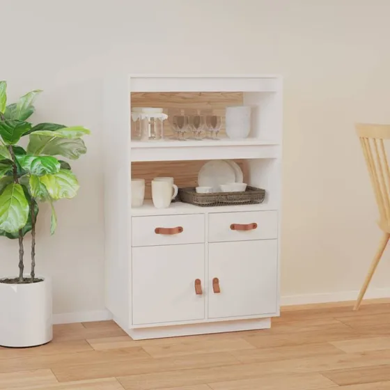 vidaXL hjskab 67x40x108,5 cm massivt fyrretr hvid