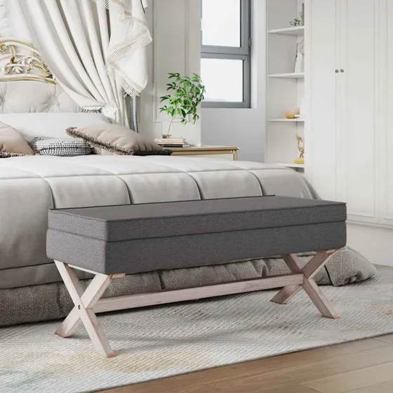 vidaXL opbevaringsskammel 110x45x49 cm stof mørkegrå