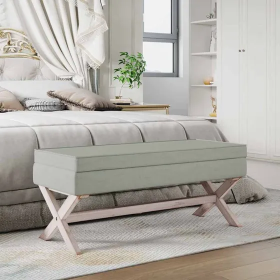 vidaXL opbevaringsskammel 110x45x49 cm velour lysegrå