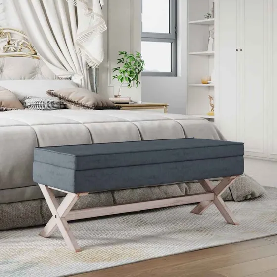 vidaXL opbevaringsskammel velour 110x45x49 cm - mørkegrå