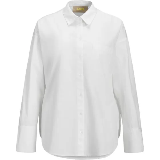 JXHENNA LS Poplin Patch Skjorte – Oversized bomuld