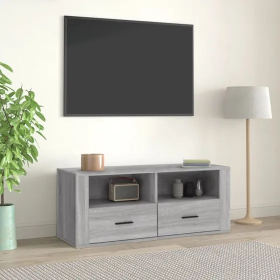 vidaXL TV-bord 100x35x40 cm, konstrueret træ - grå sonoma-eg