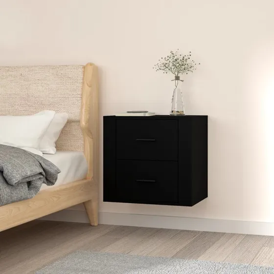 vidaXL væghængt sengebord 50x36x47 cm – sort