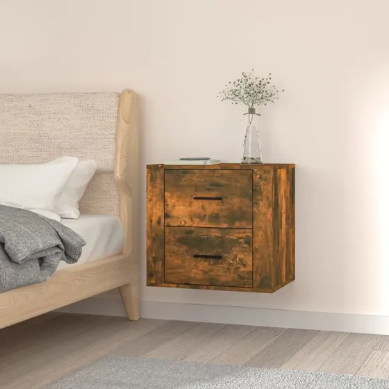 vidaXL væghængt sengebord 50x36x47 cm – røget eg