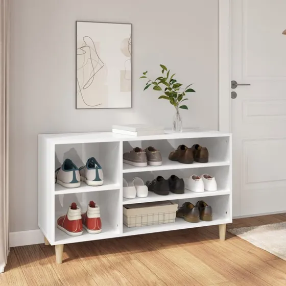 vidaXL skoreol 102x36x60 cm konstrueret træ hvid højglans
