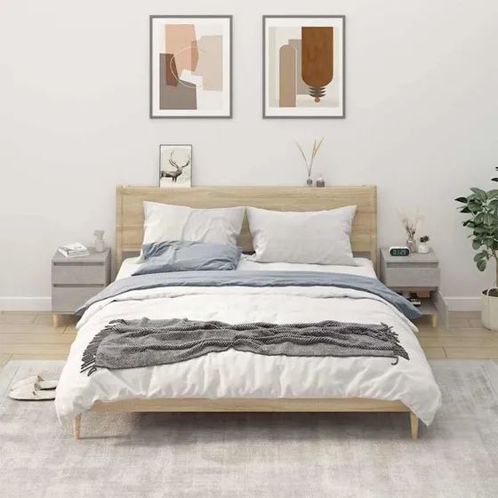 vidaXL sengeborde 40x35x50 cm (2 stk.) – betongrå